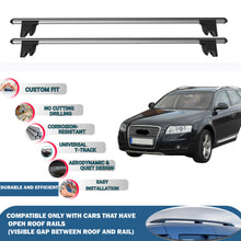 Lockable Roof Rack Cross Bars for Audi A6 Allroad Quattro C6 2006-2011 | Heavy Duty Rail Carrier 2 Pcs Grey