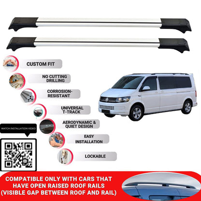 Roof Rack Cross Bars for Vw Multivan T6 2015-2024 Lockable Roof Bars 2 Pcs Grey