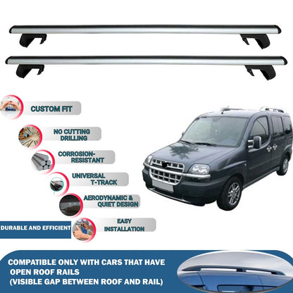 Roof Rack Cross Bars for Fiat Doblo 2000-2009 Rail Carrier for Roof Tents 2 Pcs Grey