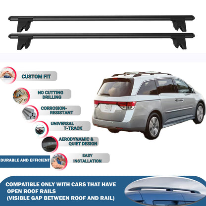 Lockable Roof Rack Cross Bars for Honda Odyssey Mpv 2011-2017 | Heavy Duty Rail Carrier 2 Pcs Black