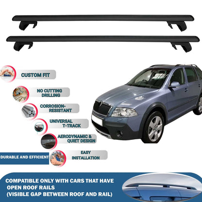 Roof Rack Cross Bars for Skoda Octavia Scout 2007-2013 Rail Carrier for Roof Tents 2 Pcs Black