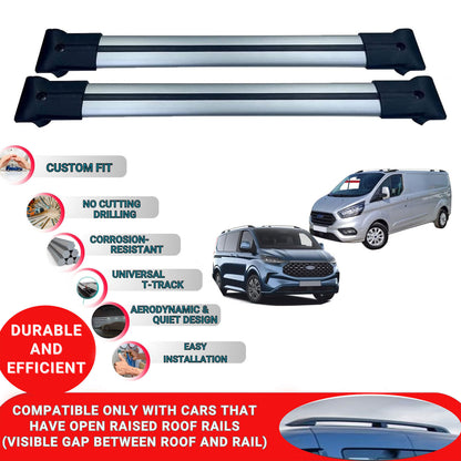 Roof Racks Cross Bars For Ford Transit Tourneo Custom 2012-2023 2 Pcs Grey