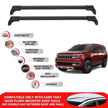 2X Car Roof Bars for Jeep Wagoneer 2022+ Lockable Roof Rack Cross Bars Black