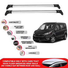2X Roof Bars for Ford Transit Tourneo Connect 2014-2023 Lockable Roof Rack Grey