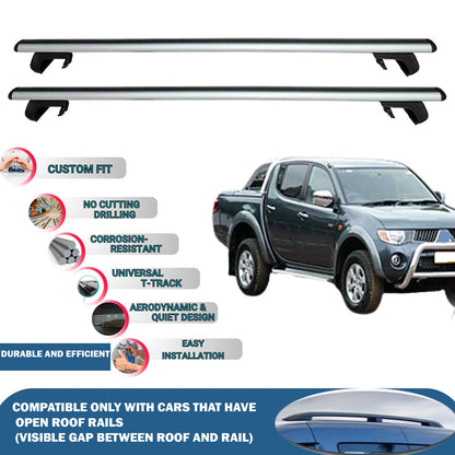 Roof Rack Cross Bars for Mitsubishi Triton L200 2016-2023 Rail Carrier for Roof Tents 2 Pcs Grey