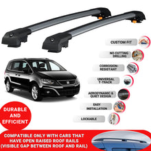 Roof Bar for Seat Alhambra 2010-2020 Lockable Roof Rack Cross Bars 2 Pcs Grey