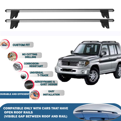 Lockable Roof Rack Cross Bars for Mitsubishi Pajero Sport 5D 1998-2006 | Heavy Duty Rail Carrier 2 Pcs Grey