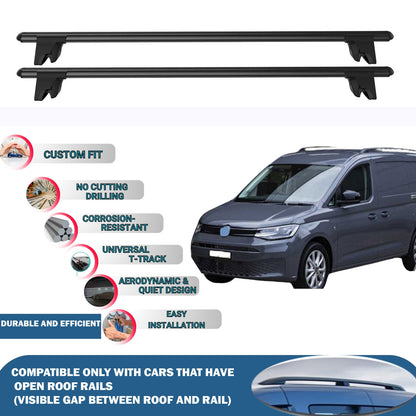 Car Roof Rack Cross Bars for Vw Caddy Combi 2021-2023 Kayak Roof Rack 4Pcs Black
