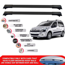 2X Car Roof Rack for Citroen Berlingo B9 2008-2018 Lockable Roof Bars Black