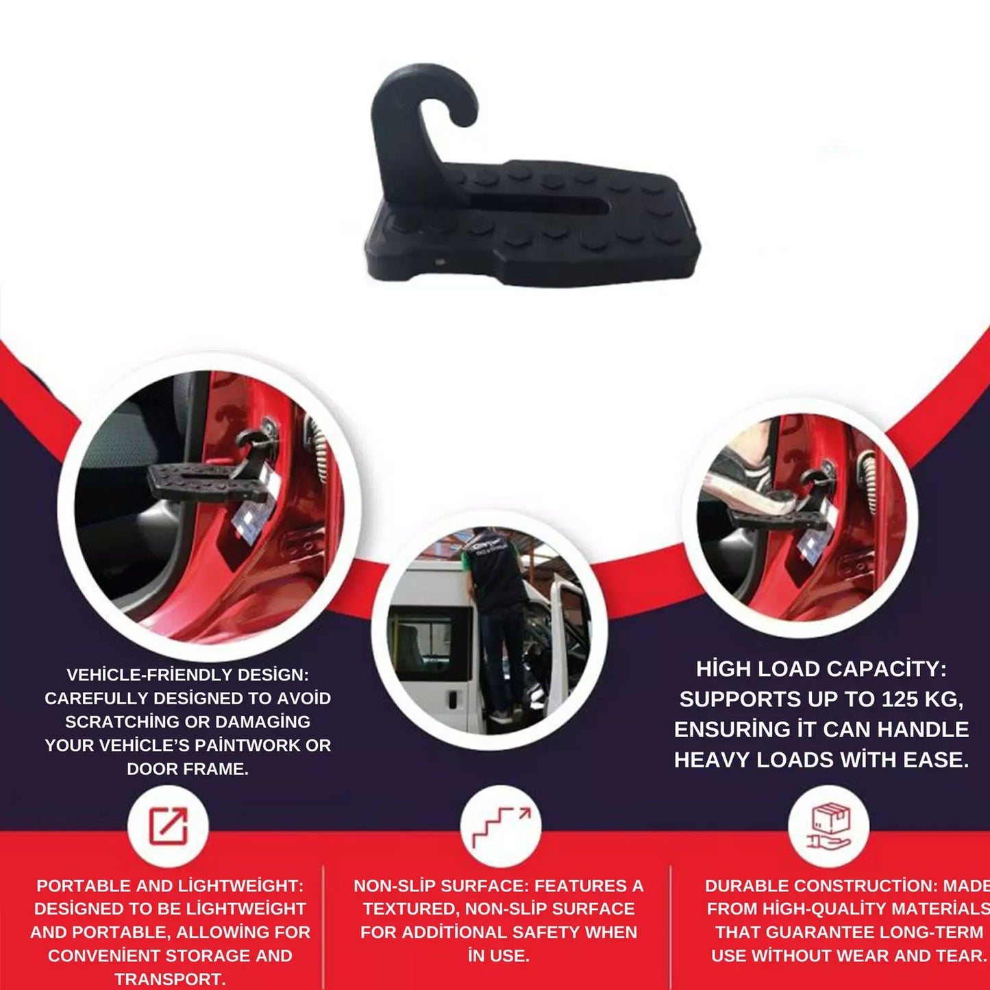 Roof Bar Ladder Rack Set T-Track Compatible + Car Door Step – Supports 125kg