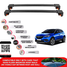 Premium Roof Bars For Opel Grandland X 2018+ Secure Roof Rack Cross Bar 2 Pcss Black