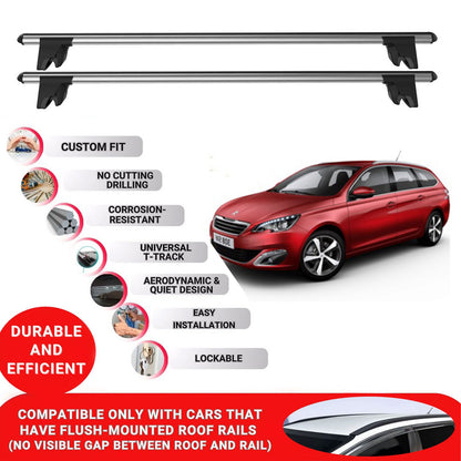 Premium Roof Bars for Peugeot 308 Station 2013-2021 Roof Rack Cross Bars 2 Pcs Grey