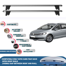 Lockable Roof Rack Cross Bars for Volkswagen Touran 2016-2023 | Heavy Duty Rail Carrier 2 Pcs Grey