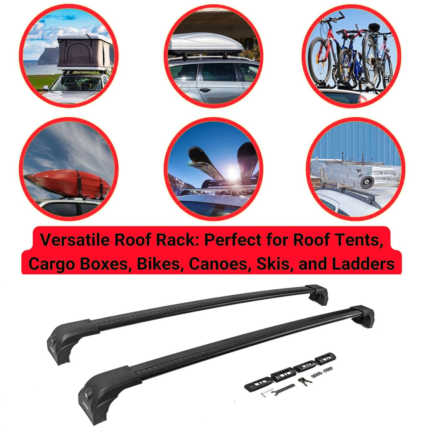 Lockable Roof Bars for VW Transporter T5 2003-2016 |  Fixpoint No Roof Rails 2 Pcs Black