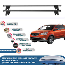 Lockable Roof Rack Cross Bars for Ssangyong Korando 2010-2019 | Heavy Duty Rail Carrier 2 Pcs Grey