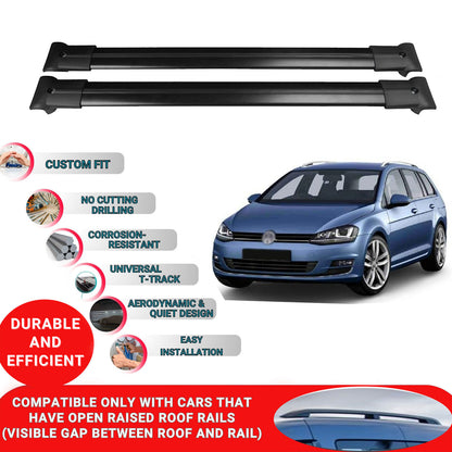 Roof Racks Cross Bars For Vw Golf 7 Sportsvan/Variant 2014-2020 2 Pcs Black