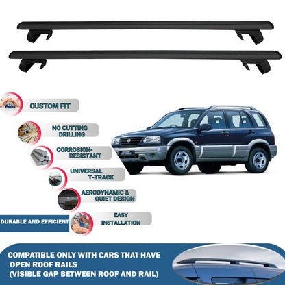 Roof Rack Cross Bars for Suzuki Grand Vitara 5D 1999-2005 Rail Carrier for Roof Tents 2 Pcs Black