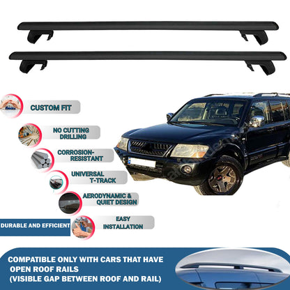 Roof Rack Cross Bars for Mitsubishi Pajero V60 5D 1999-2006 Rail Carrier for Roof Tents 2 Pcs Black