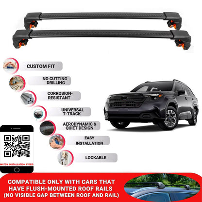 Premium Roof Bars For Subaru Foroster Suv 2024+ Secure Roof Rack Cross Bar 2 Pcs Black