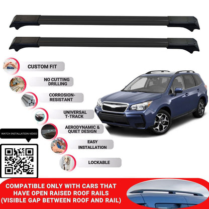 Roof Rack Cross Bars for Subaru Forester 2019-2024 Lockable Bars 2 Pcs Black