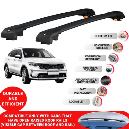Roof Bar for Kia Sorento 2021-2024 Lockable Roof Rack Cross Bars 2 Pcs Black
