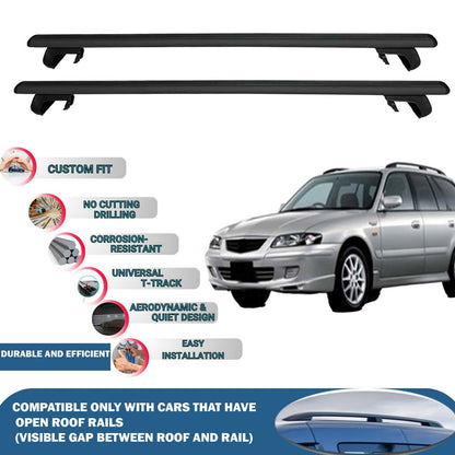 Roof Rack Cross Bars for Mazda 626 Wagon 1997-2002 Rail Carrier for Roof Tents 2 Pcs Black