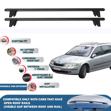 Lockable Roof Rack Cross Bars for Renault Laguna X74 Estate/G.tour 2001-2008 | Heavy Duty Rail Carrier 2 Pcs Black