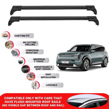 2X Car Roof Bars for Kia Ev9 2023+ Lockable Roof Rack Cross Bars Black