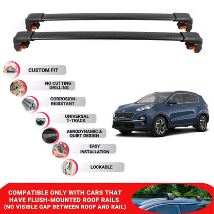 Premium Roof Bars For Kia Sportage QL 2016-2022+ Roof Rack Cross Bars Black