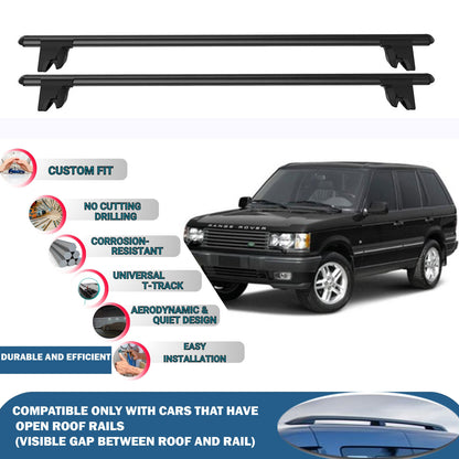 Lockable Roof Rack Cross Bars for Land Rover Range Rover 1994-2002 | Heavy Duty Rail Carrier 2 Pcs Black