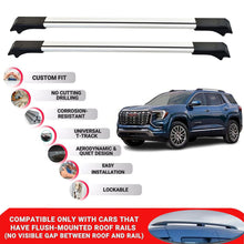 2X Car Roof Rack Cross Bars for Gmc Terrain 2025 Onwards Lockable Roof Bars Grey