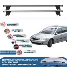 Lockable Roof Rack Cross Bars for Renault Laguna X74 Estate/G.tour 2001-2008 | Heavy Duty Rail Carrier 2 Pcs Grey