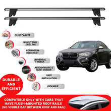 Premium Roof Bars for Bmw X6 F16 2015-2023; Lockable Roof Rack Cross Bars 2 Pcs Grey