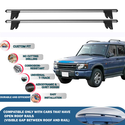 Lockable Roof Rack Cross Bars for Land Rover Discovery 5D 1998-2004 | Heavy Duty Rail Carrier 2 Pcs Grey