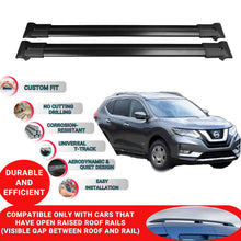 Roof Racks Cross Bars For Nissan X-Trail 2014-2022 2 Pcs Black