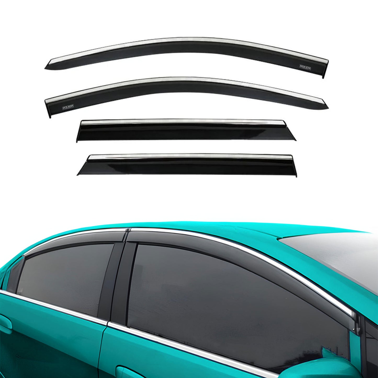 Chrome Car Wind Deflector Set for Nıssan Qashqai 2014 Onwards Rain Guard 4 pcs