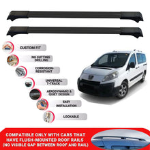 2X Car Roof Rack Cross Barfor Peugeot Expert 2006-2016 Lockable Roof Bars Black