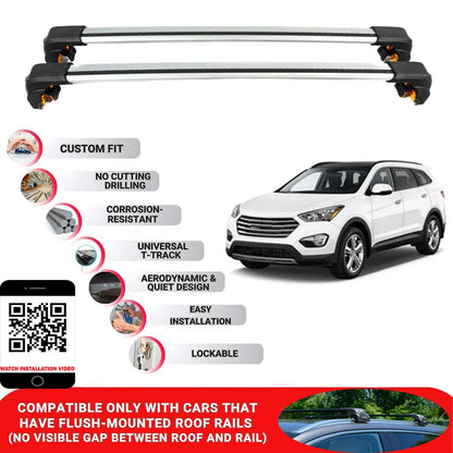 Premium Roof Bars For Hyundai Santafe Suv 2013-2015 Secure Roof Rack Cross Bar 2 Pcss Grey