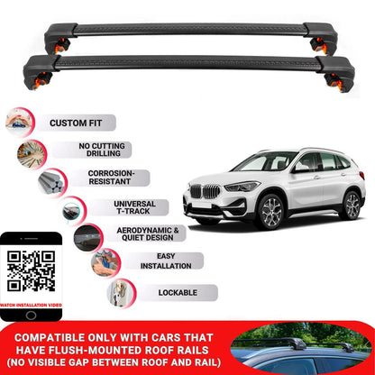 Premium Roof Bars For Bmw X1 (U11) Suv 2023+ Secure Roof Rack Cross Bar 2 Pcss Black