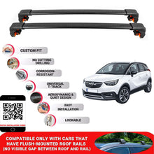 Premium Roof Bars For Opel Crossland X 2017+ Secure Roof Rack Cross Bar 2 Pcss Black