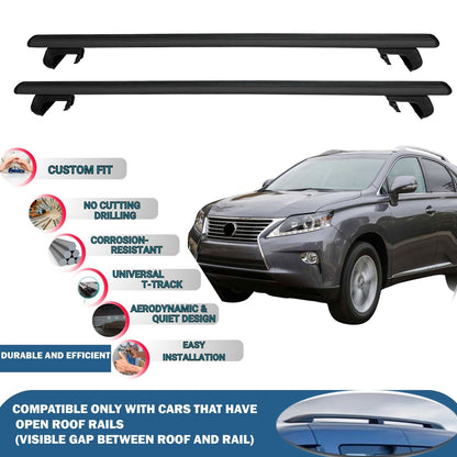 Roof Rack Cross Bars for Lexus Rx350/Rx45 Fl Al 2012-2015 Rail Carrier for Roof Tents 2 Pcs Black