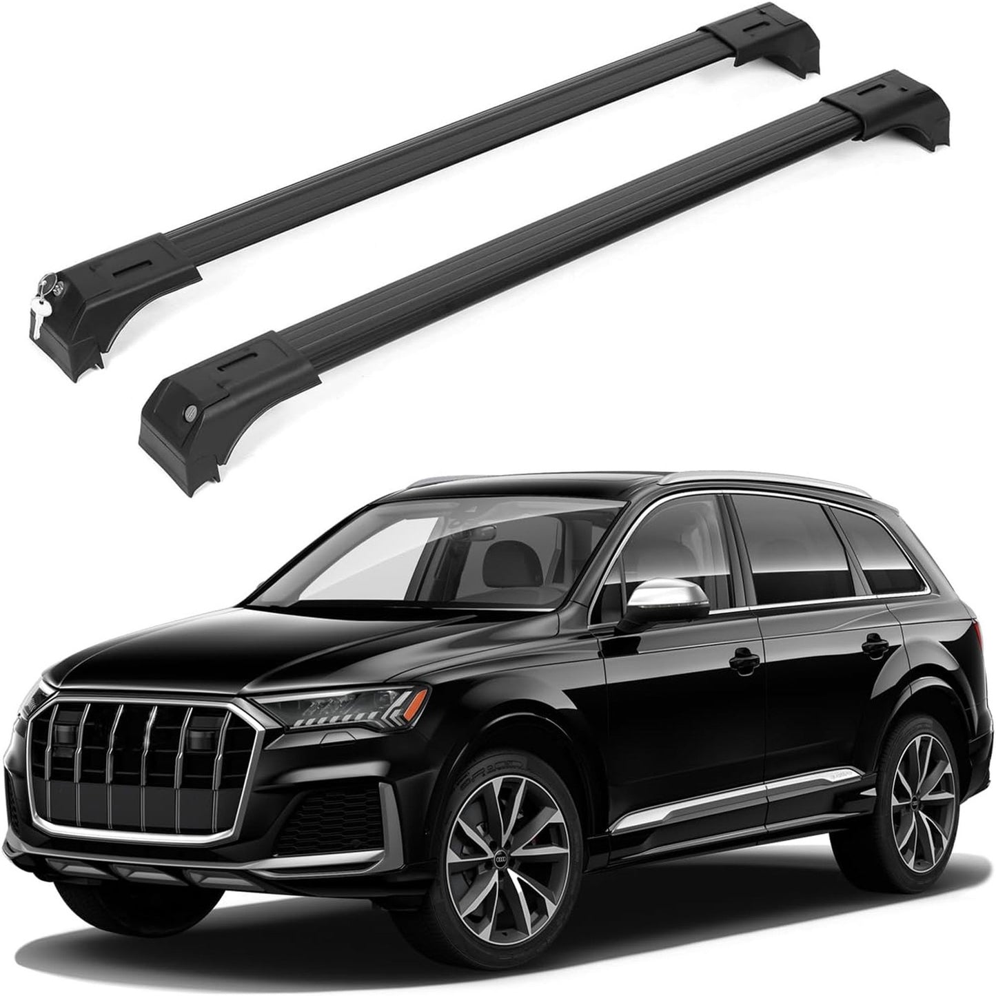 Car Roof Bars for Audi Q7 2016-2025 Lockable Roof Rack Cross Bars 2 Pcs Black