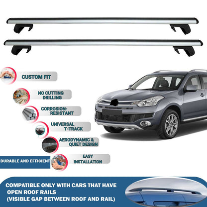 Roof Rack Cross Bars for Citroen C-Crosser 2007-2013 Rail Carrier for Roof Tents 2 Pcs Grey