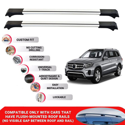 2X Car Roof Rack for Mercedes Gls X166 2016-2019 Lockable Roof Bars Grey
