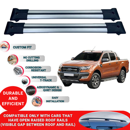 Roof Racks Cross Bars For Ford Ranger 2011-2022 2 Pcs Grey