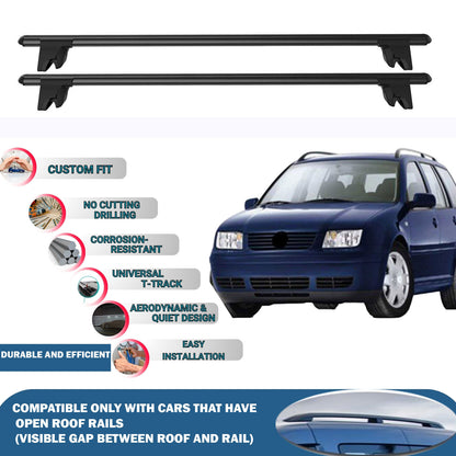 Lockable Roof Rack Cross Bars for Vw Bora Variant 1999-2004 | Heavy Duty Rail Carrier 2 Pcs Black