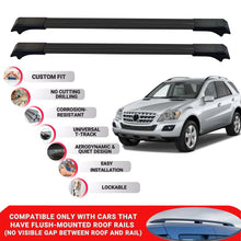 2X Car Roof Rack for Mercedes M-Class W164 2006-2011 Lockable Roof Bars Black