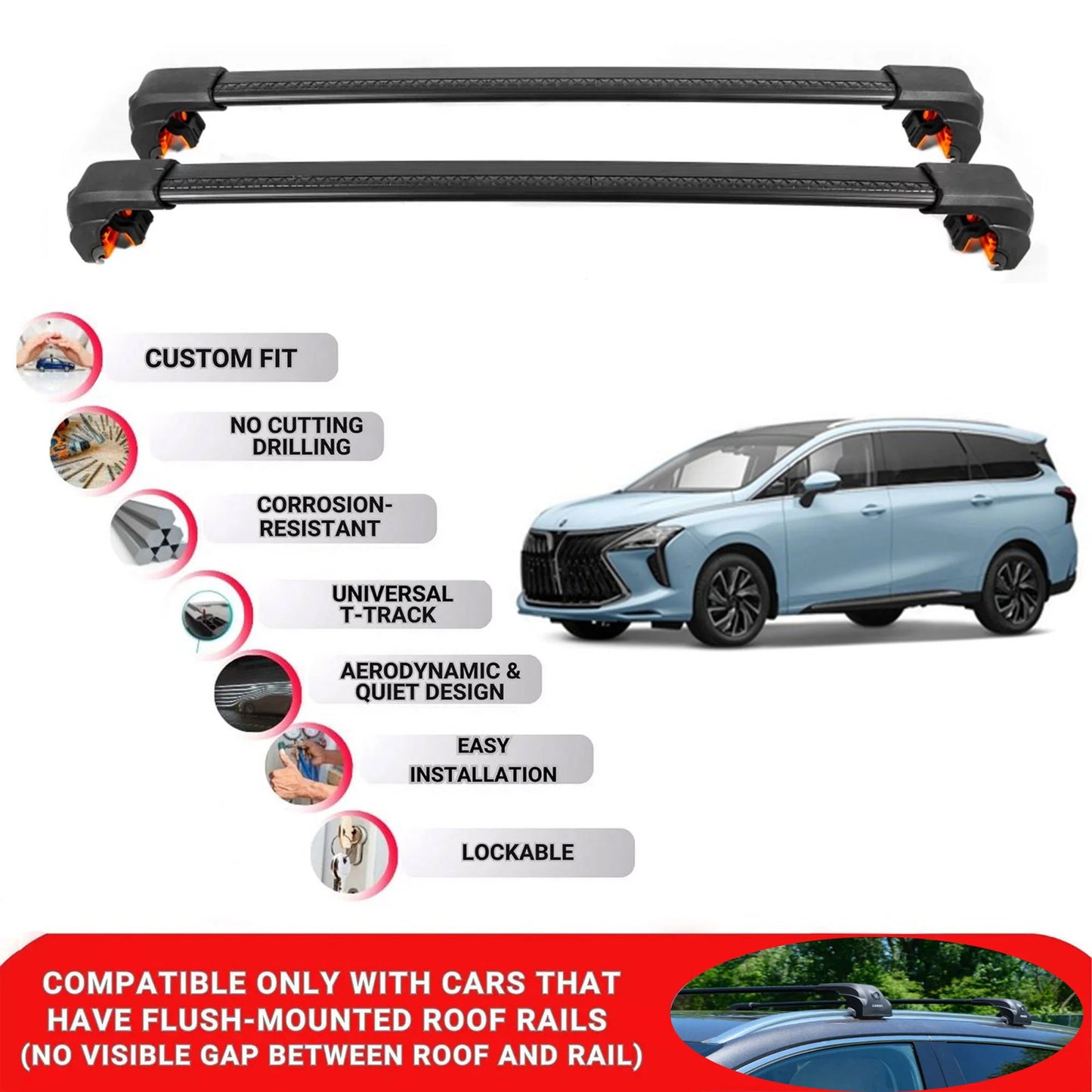 Premium Roof Bars For Forting M4 U Tour 2022+ Roof Rack Cross Bars Secure Black