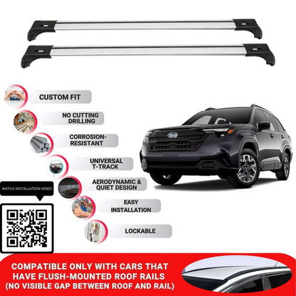 Roof Bars for Subaru Forester 2024+ Lockable Roof Rack Cross Bars 2 Pcs Grey