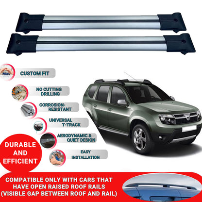 Roof Racks Cross Bars For Dacia Duster 2010-2014 2 Pcs Grey